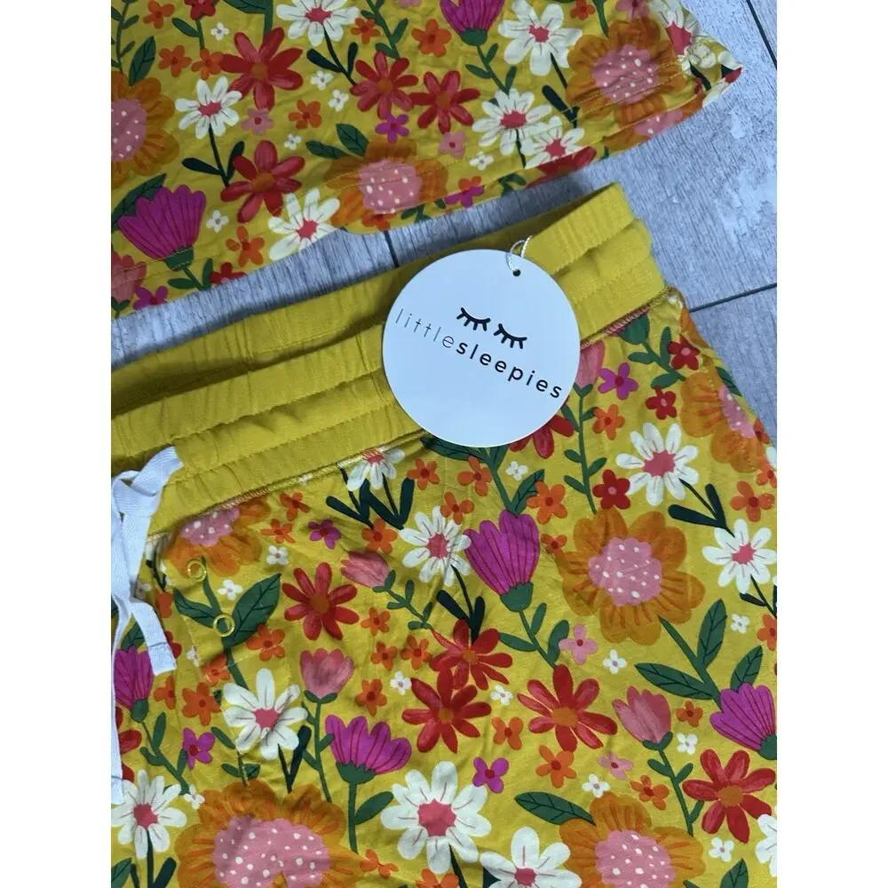 NWT Little Sleepies Sunny Garden Bamboo Pajama Set Women Pants Large Top Medium